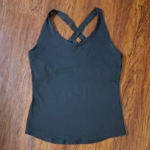 Prana Women's Black Cross-Back Tank Top Chic Feminine Athleisure Size Large